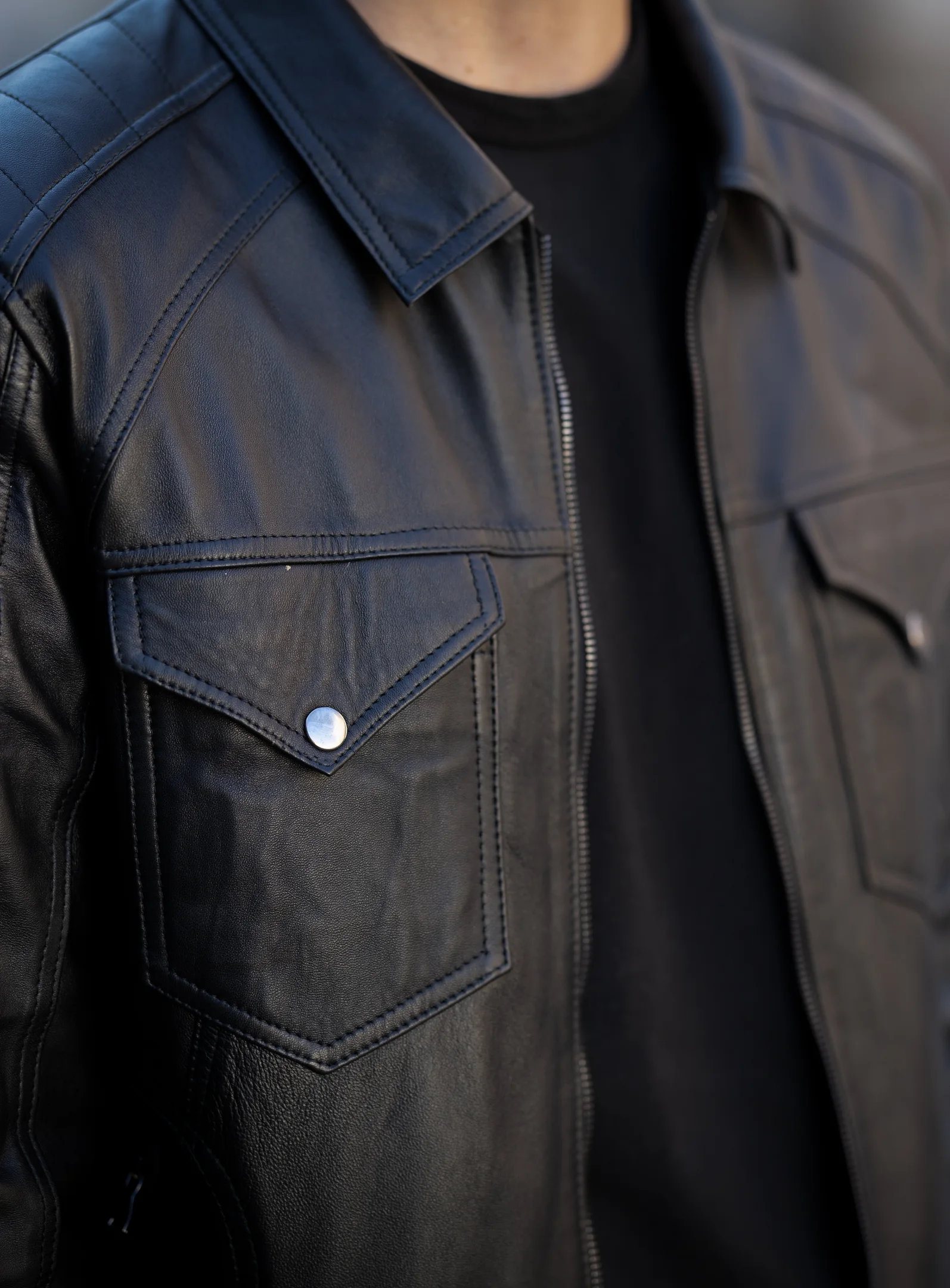 Monaco Leather Jacket Close-up
